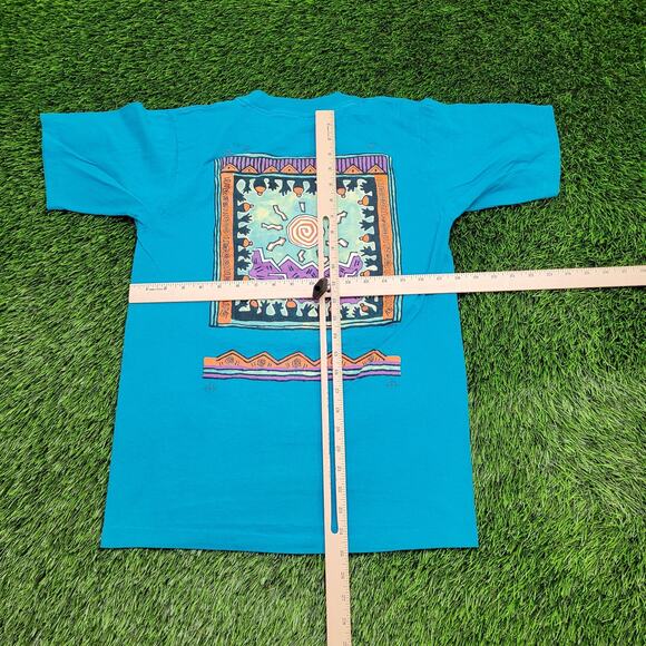 Vintage 1990 Aztec Sunset Art Shirt Medium 18x25 Native-American - Picture 6 of 15